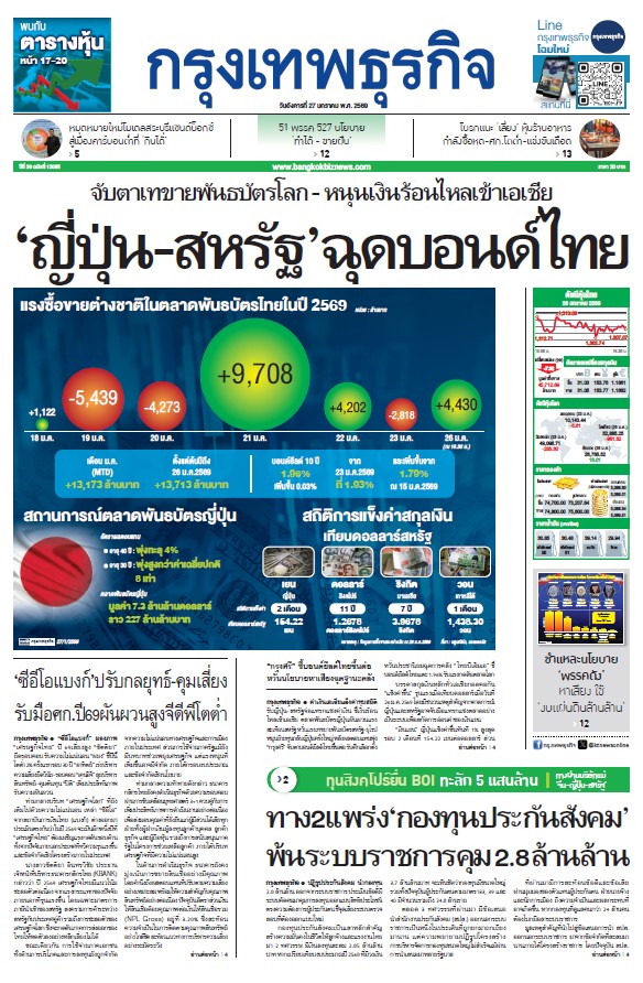 กรุงเทพธุรกิจ 27 มกราคม 2569