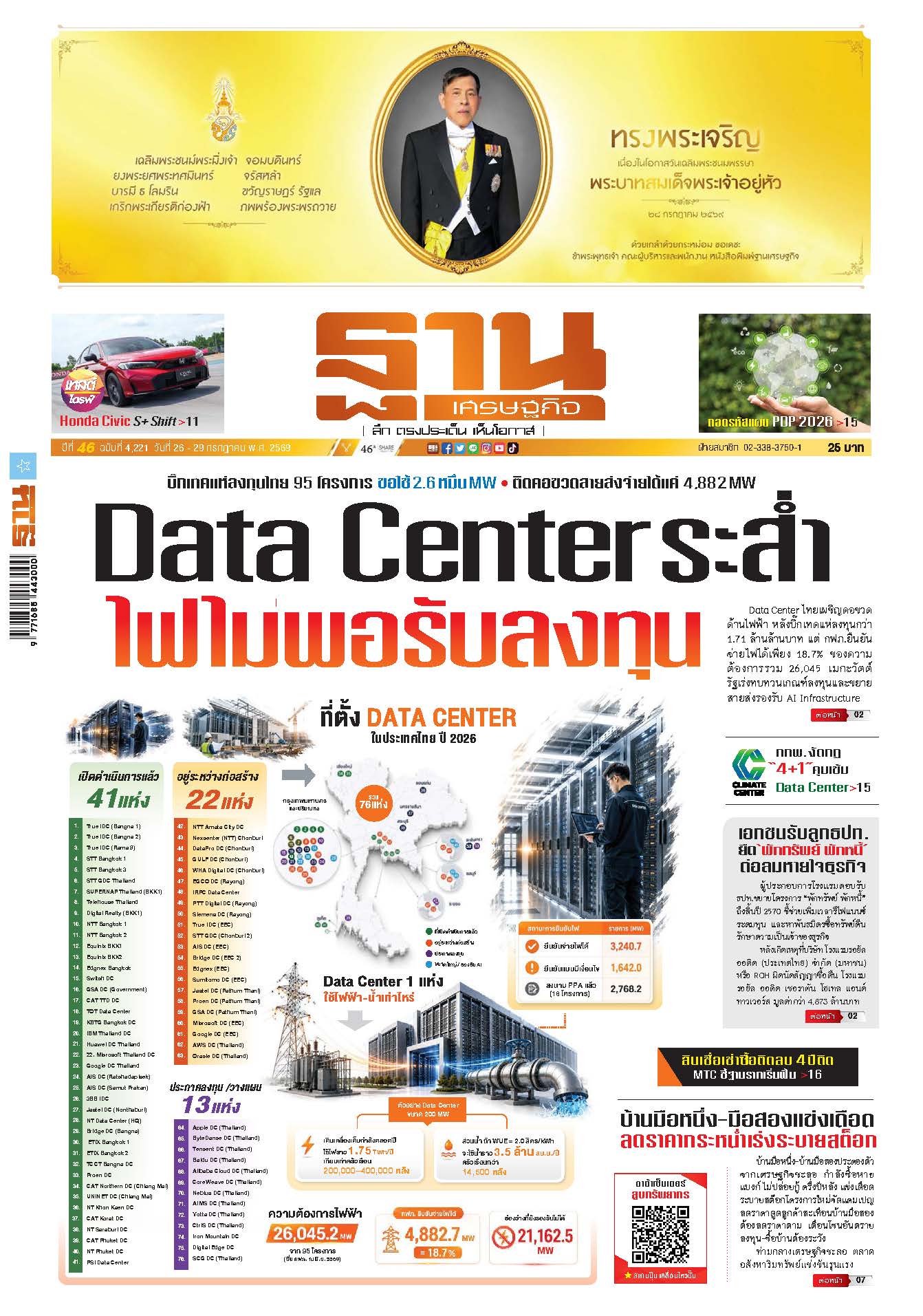 ฐานเศรษฐกิจ 26 กรกฎาคม - 29 กรกฎาคม 2569
